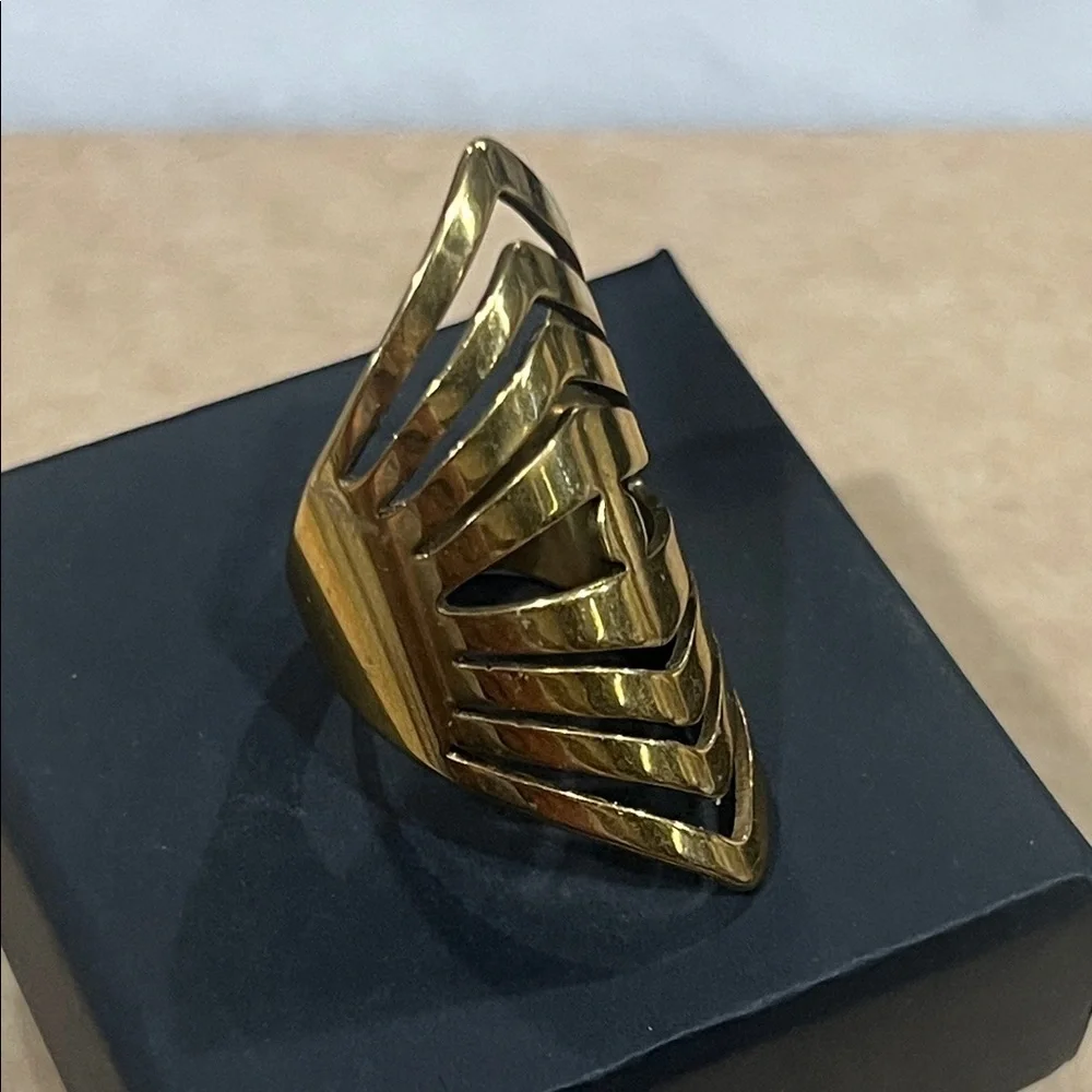 Geometric Gold Stainless Steel Statement Ring